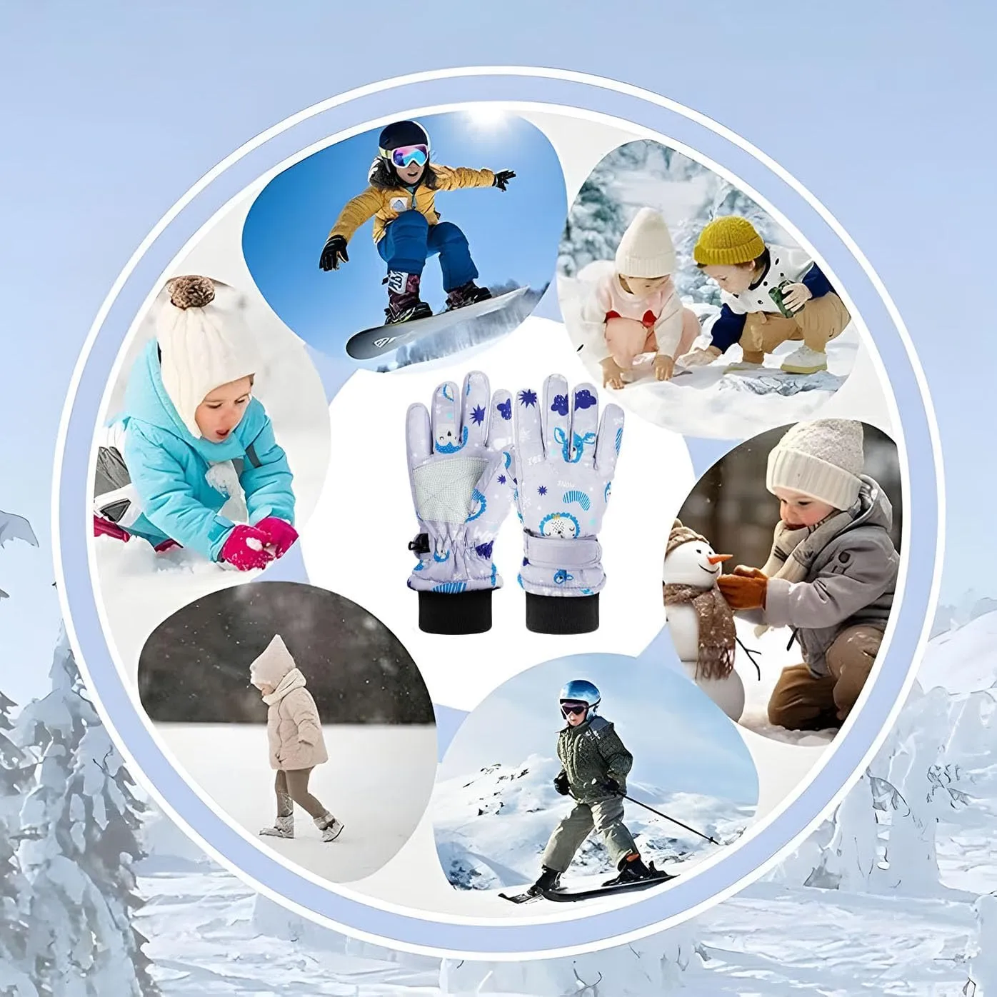 Kids Children Ski Gloves Winter Snow Gloves Waterproof Winter Warm Gloves for Snowboarding