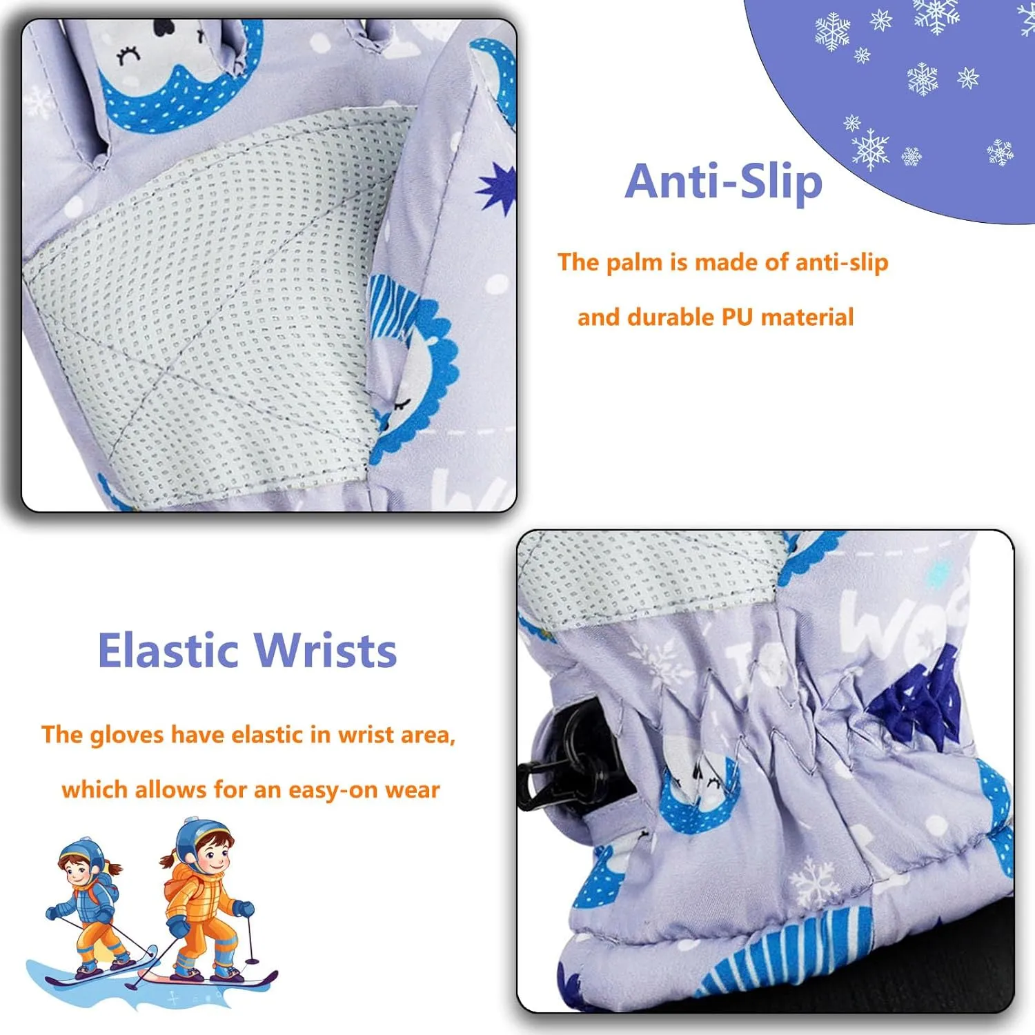 Kids Children Ski Gloves Winter Snow Gloves Waterproof Winter Warm Gloves for Snowboarding