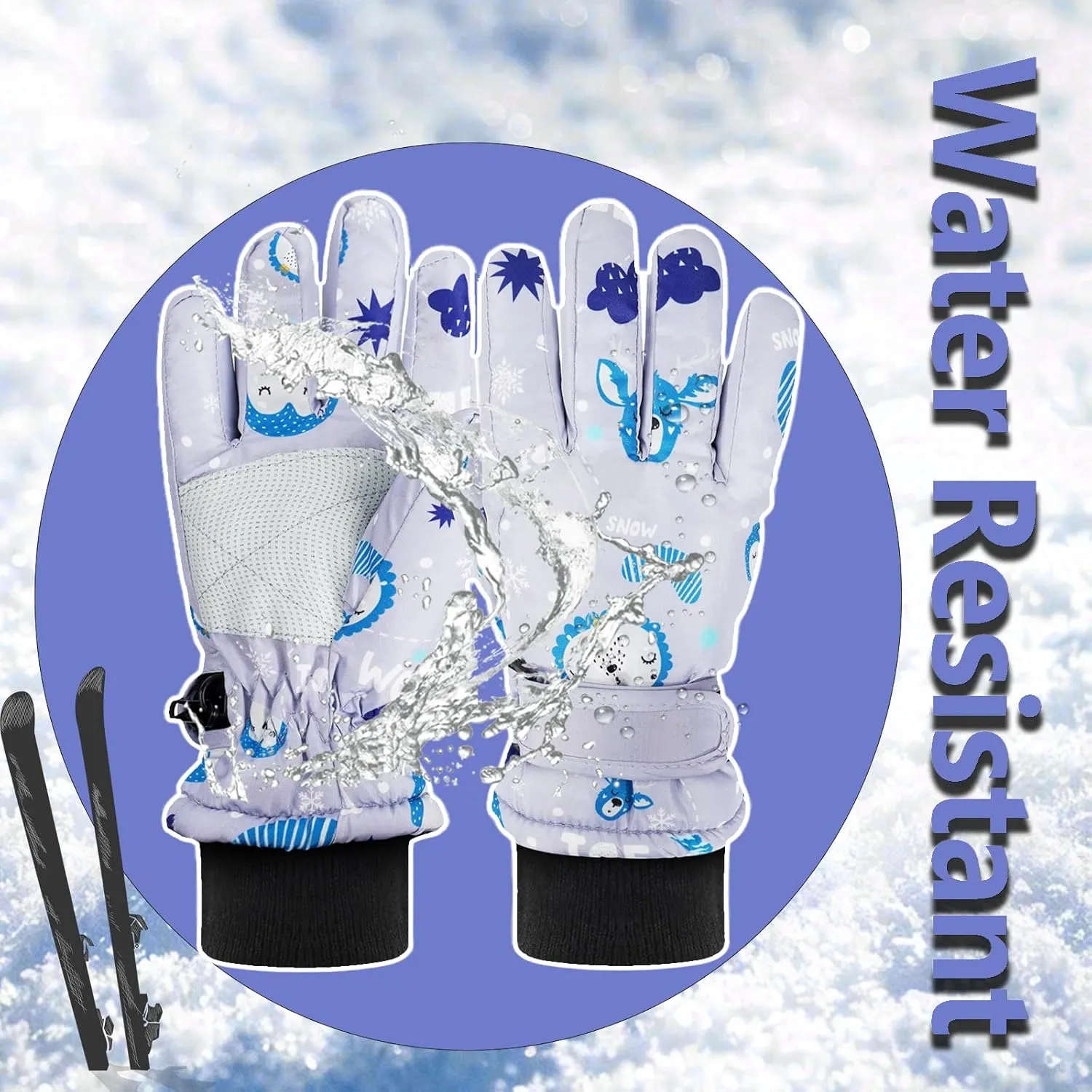 Kids Children Ski Gloves Winter Snow Gloves Waterproof Winter Warm Gloves for Snowboarding