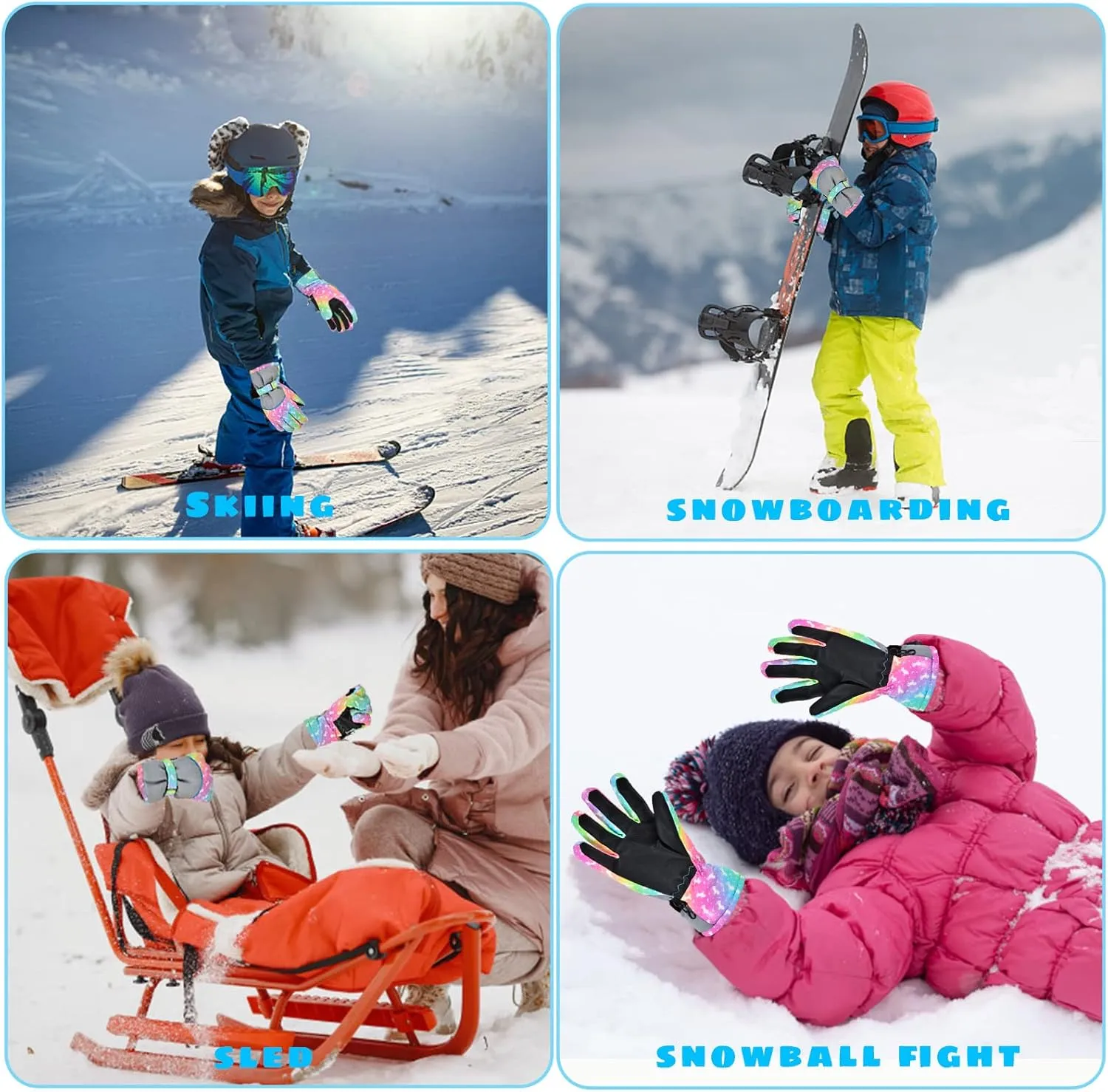 Kids Gloves Winter Snow Gloves Waterproof Ski Gloves for Girls, Toddler Snow Gloves Outdoor Snowboard Gloves