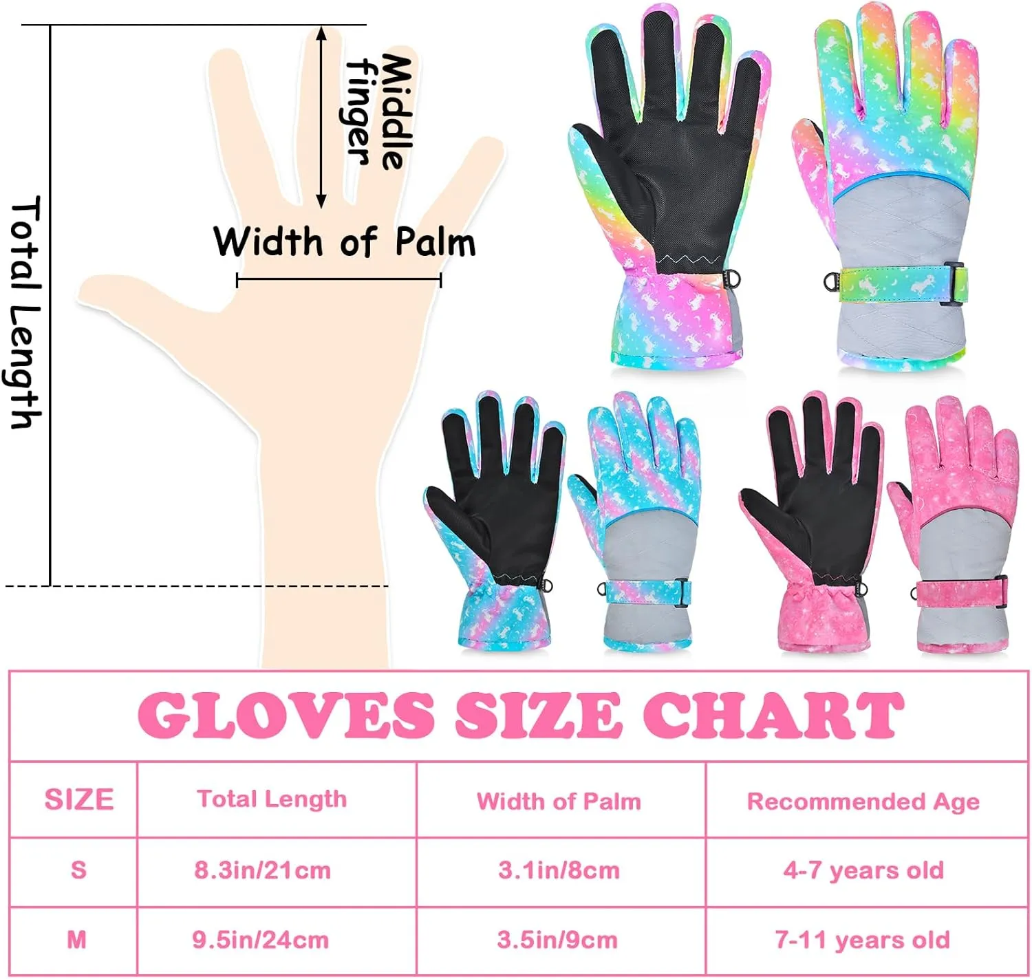 Kids Gloves Winter Snow Gloves Waterproof Ski Gloves for Girls, Toddler Snow Gloves Outdoor Snowboard Gloves