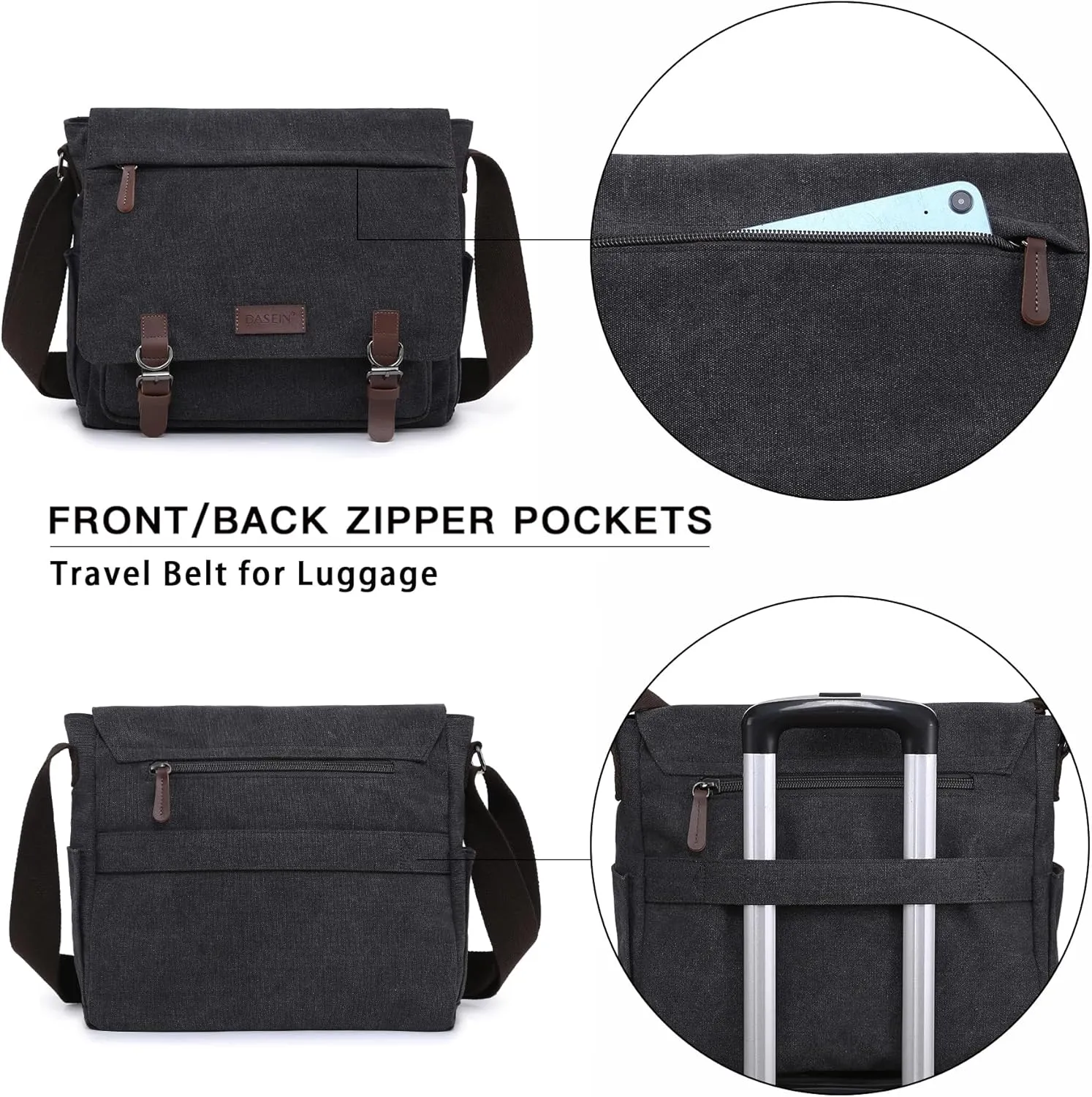 Large Vintage Canvas Messenger Shoulder Bag Travel Crossbody Purse Briefcase Business Bag for 15inch Laptop