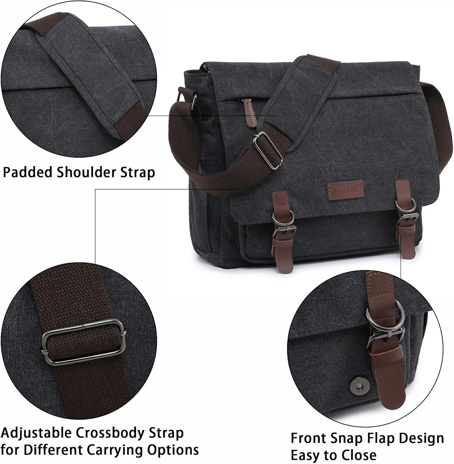 Large Vintage Canvas Messenger Shoulder Bag Travel Crossbody Purse Briefcase Business Bag for 15inch Laptop