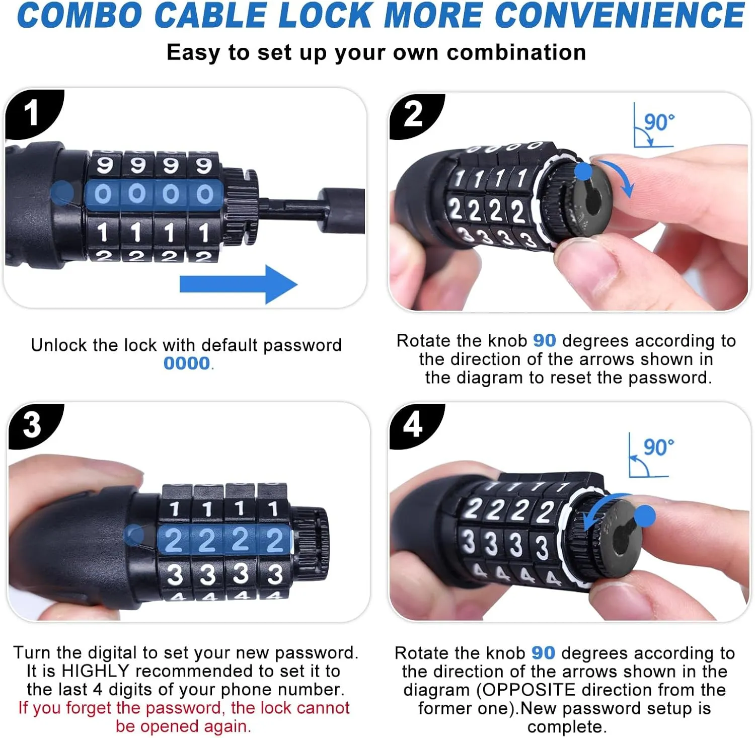 Long Cable Lock, Extra Long Straight Bike Lock (5ft to 25ft) with Resettable Combination, Kayak Locks, Unique Thin end Cable Locks Suitable Kayak, Scooter, Paddle Boards, Canoe, Jet Ski