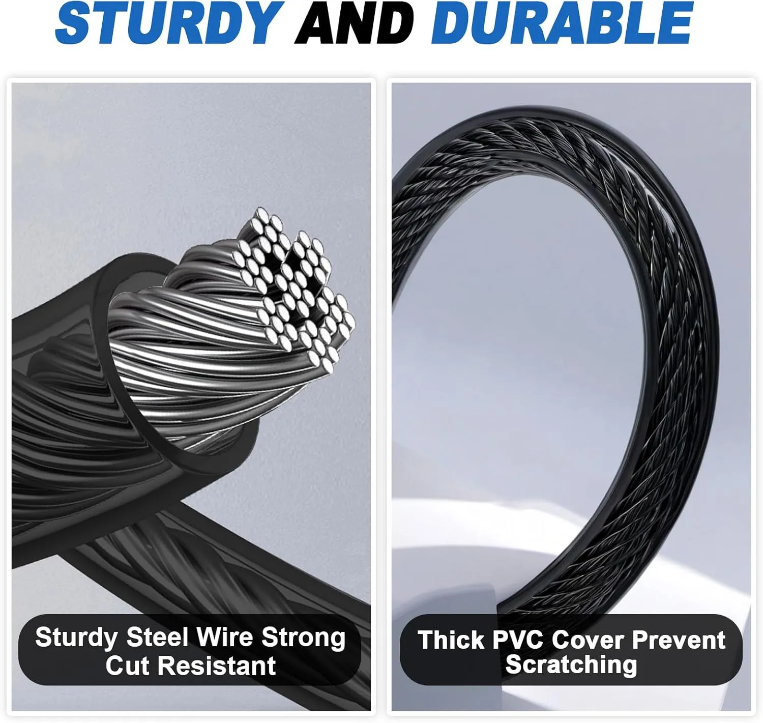 Long Cable Lock, Extra Long Straight Bike Lock (5ft to 25ft) with Resettable Combination, Kayak Locks, Unique Thin end Cable Locks Suitable Kayak, Scooter, Paddle Boards, Canoe, Jet Ski