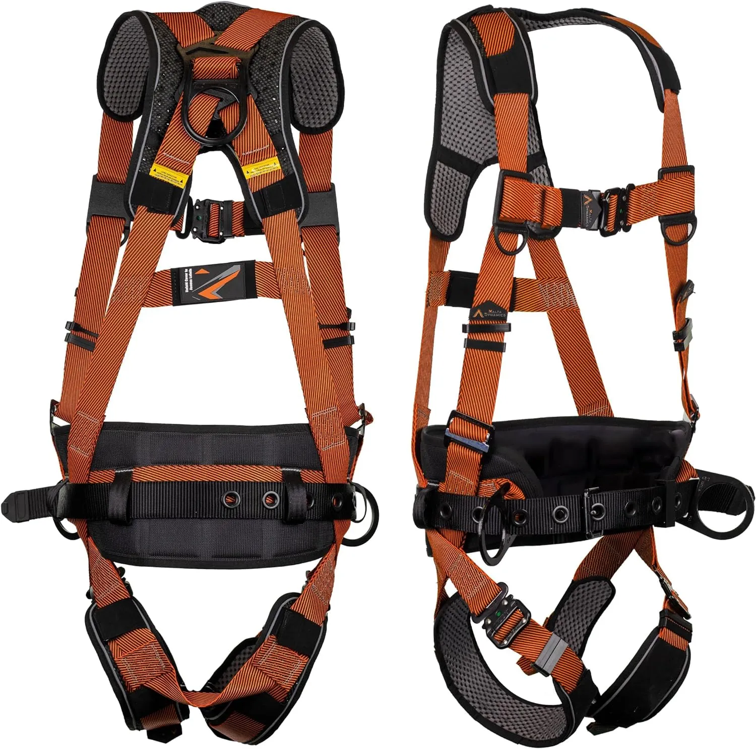Malta Dynamics Warthog Comfort MAXX - Safety Harness for Construction  Fall Protection Equipment with Removable Belt and Lumbar Support, Side D-Rings, and Padding, OSHA & ANSI Compliant (S-M)