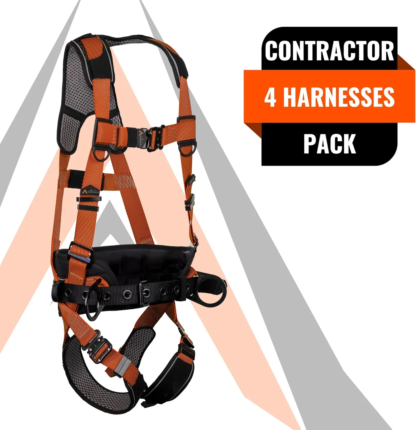 Malta Dynamics Warthog Comfort MAXX - Safety Harness for Construction  Fall Protection Equipment with Removable Belt and Lumbar Support, Side D-Rings, and Padding, OSHA & ANSI Compliant (S-M)
