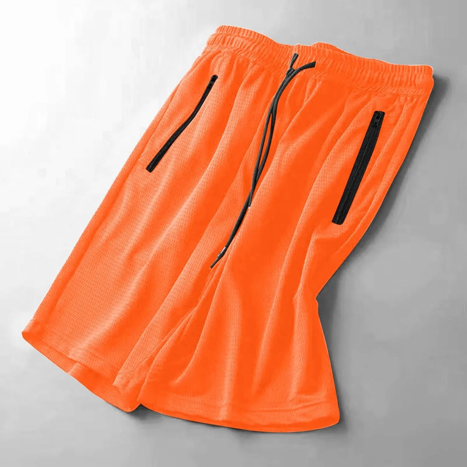 Mens Gym Shorts Mesh Breathable Quick-Dry Basketball Shorts Lightweight Running Sport Half Pants with Zipper Pockets