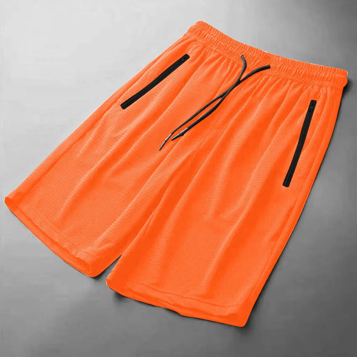 Mens Gym Shorts Mesh Breathable Quick-Dry Basketball Shorts Lightweight Running Sport Half Pants with Zipper Pockets