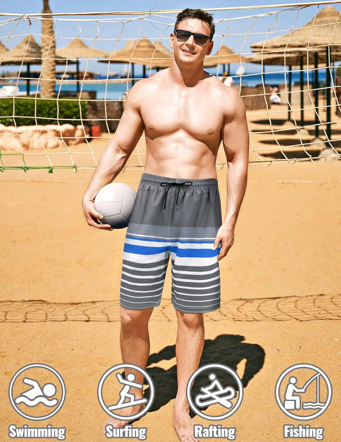 Mens Swim Trunks with Compression Liner Mens Bathing Suit 9 Inch Quick Dry Mens Board Shorts Swimwear Mens Swim Shorts