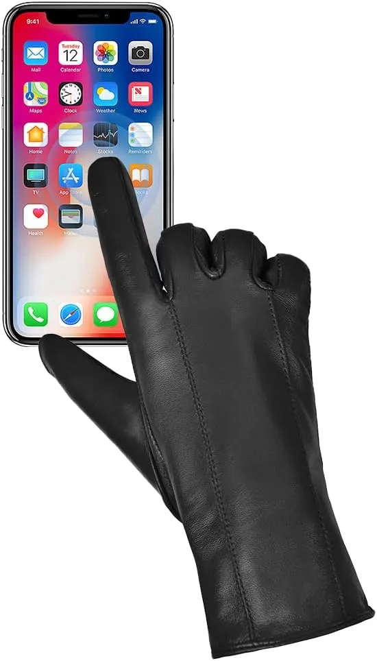 MGGMOKAY Womens Leather Gloves Winter Warm Touchscreen Gloves with Cashmere Lined