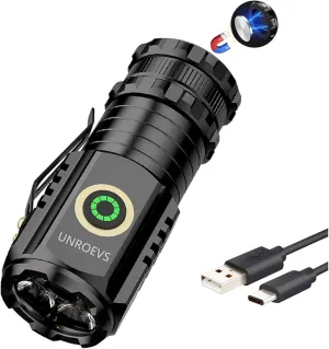 Mini LED Flashlight Rechargeable USB C Charging, Small Flashlights Powerful Max 2550 Lumens with 5 Light Modes, Pocket Flashlight with Clip, Magnetic Flashlight for EDC ,Camping, Hiking,Emergency