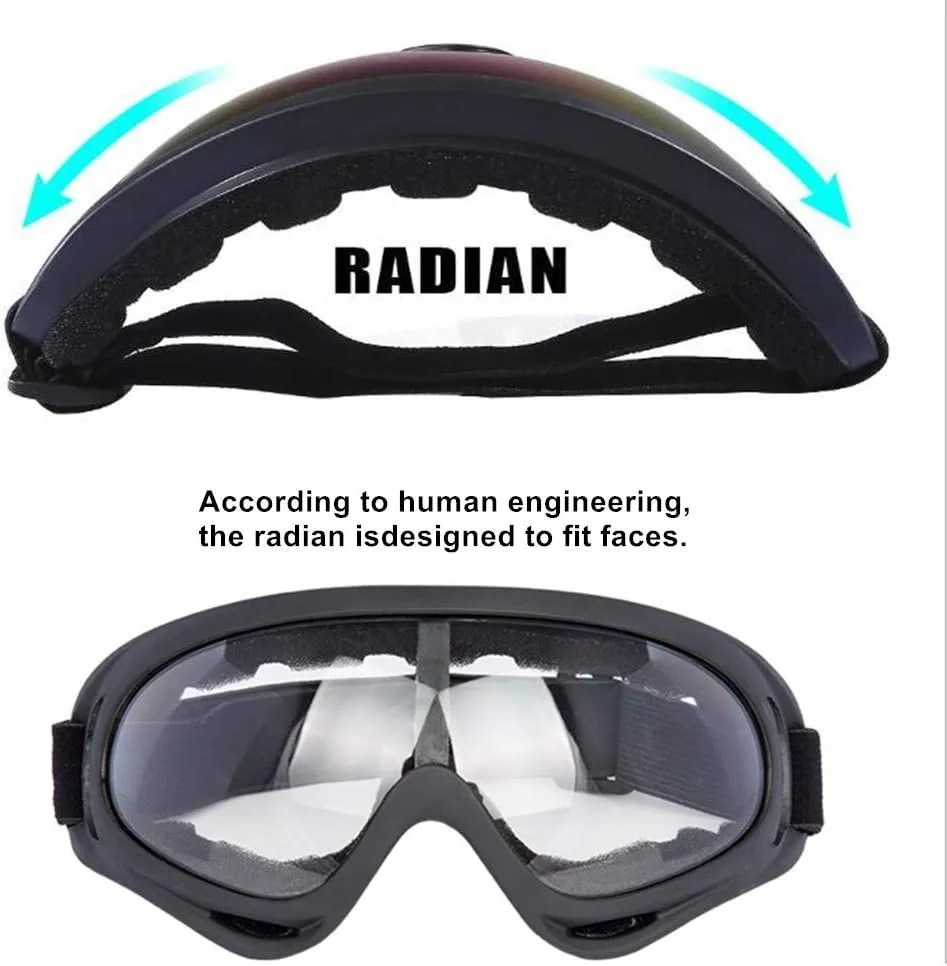 Motorcycle Goggles - Glasses Set of 2 - Dirt Bike ATV Motocross Anti-UV Adjustable Riding Offroad Protective Combat Tactical Military Goggles for Men Women Kids Youth Adult
