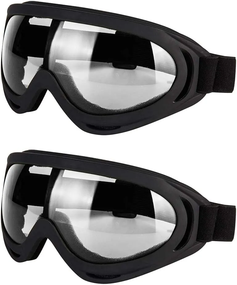Motorcycle Goggles - Glasses Set of 2 - Dirt Bike ATV Motocross Anti-UV Adjustable Riding Offroad Protective Combat Tactical Military Goggles for Men Women Kids Youth Adult