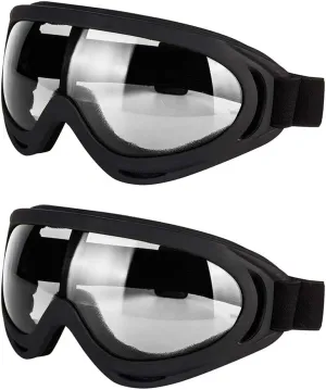 Motorcycle Goggles - Glasses Set of 2 - Dirt Bike ATV Motocross Anti-UV Adjustable Riding Offroad Protective Combat Tactical Military Goggles for Men Women Kids Youth Adult