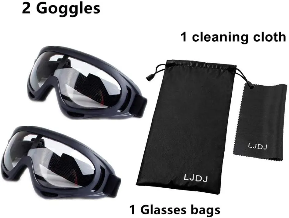 Motorcycle Goggles - Glasses Set of 2 - Dirt Bike ATV Motocross Anti-UV Adjustable Riding Offroad Protective Combat Tactical Military Goggles for Men Women Kids Youth Adult