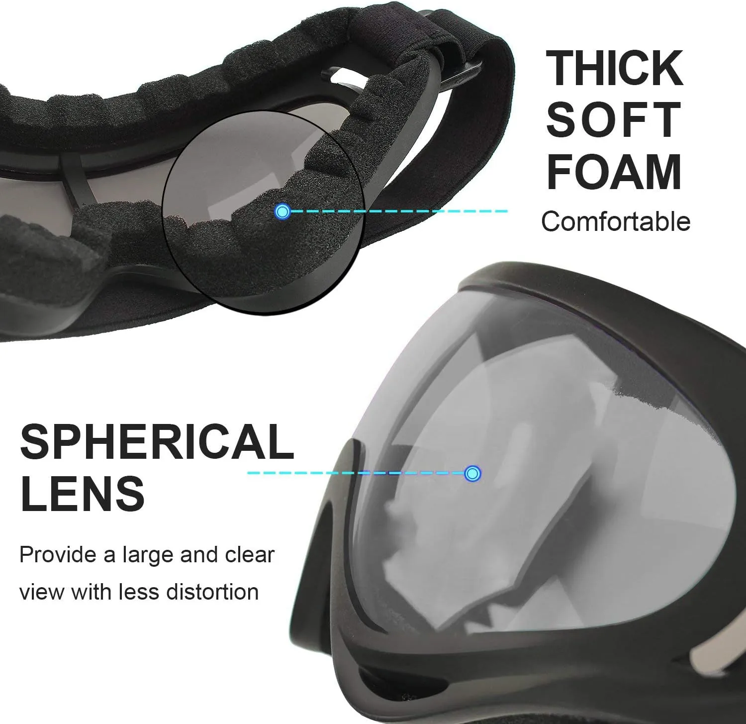 Motorcycle Goggles - Glasses Set of 2 - Dirt Bike ATV Motocross Anti-UV Adjustable Riding Offroad Protective Combat Tactical Military Goggles for Men Women Kids Youth Adult