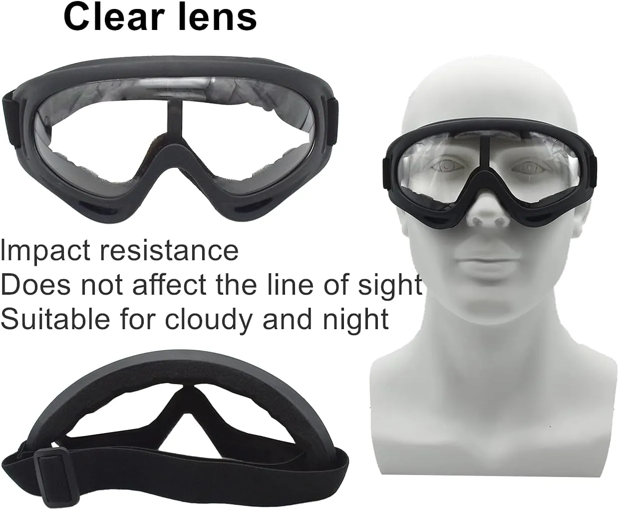 Motorcycle Goggles - Glasses Set of 2 - Dirt Bike ATV Motocross Anti-UV Adjustable Riding Offroad Protective Combat Tactical Military Goggles for Men Women Kids Youth Adult
