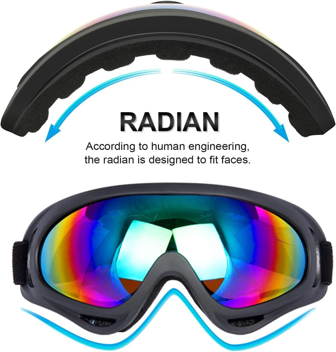 Motorcycle Goggles,4 Pack Dirt Bike ATV Motocross Riding Offroad Protective with 4 Pack Neck Breathable Bandana Mask for Men Women Kids Youth Adult