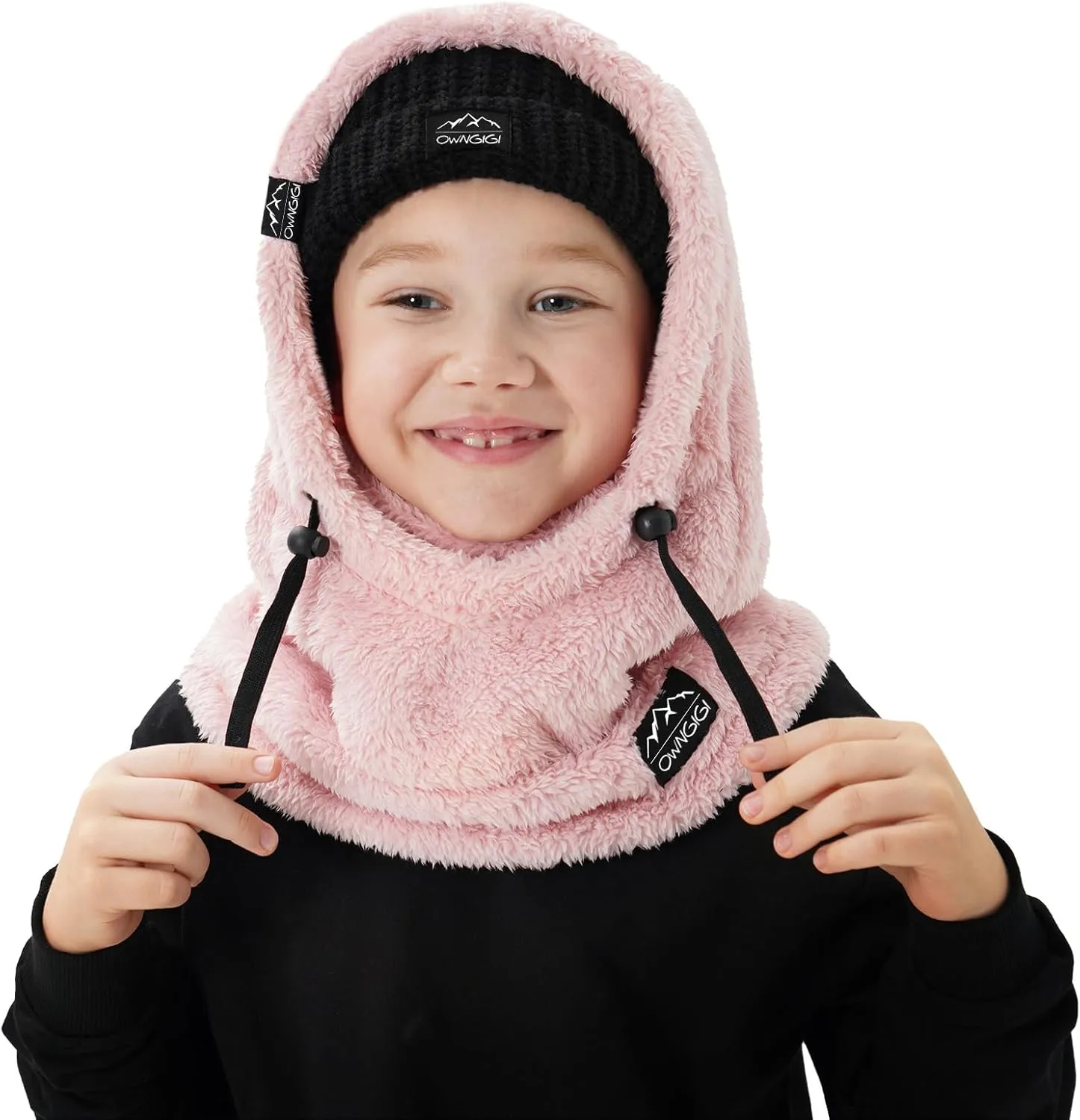 OWNGIGI Balaclava Ski Mask for Kids, Winter Windproof Face Mask for Cold Weather, Fleece Hooded Scarf Head Cover Neck Warmer