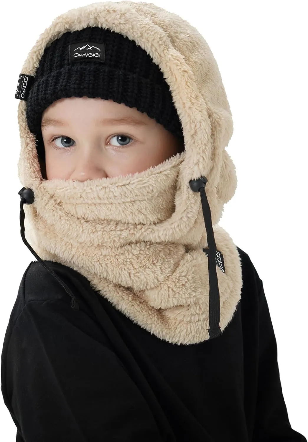 OWNGIGI Balaclava Ski Mask for Kids, Winter Windproof Face Mask for Cold Weather, Fleece Hooded Scarf Head Cover Neck Warmer