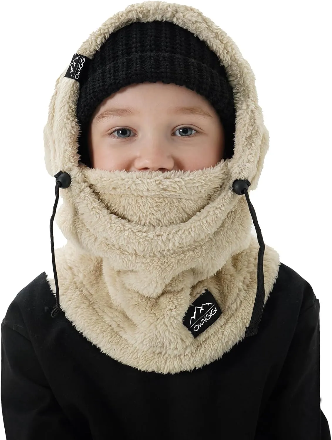 OWNGIGI Balaclava Ski Mask for Kids, Winter Windproof Face Mask for Cold Weather, Fleece Hooded Scarf Head Cover Neck Warmer