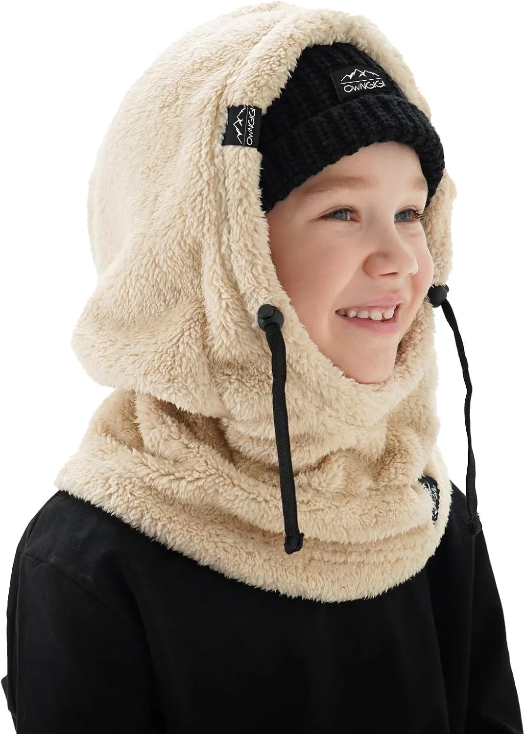 OWNGIGI Balaclava Ski Mask for Kids, Winter Windproof Face Mask for Cold Weather, Fleece Hooded Scarf Head Cover Neck Warmer