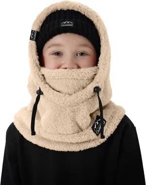 OWNGIGI Balaclava Ski Mask for Kids, Winter Windproof Face Mask for Cold Weather, Fleece Hooded Scarf Head Cover Neck Warmer