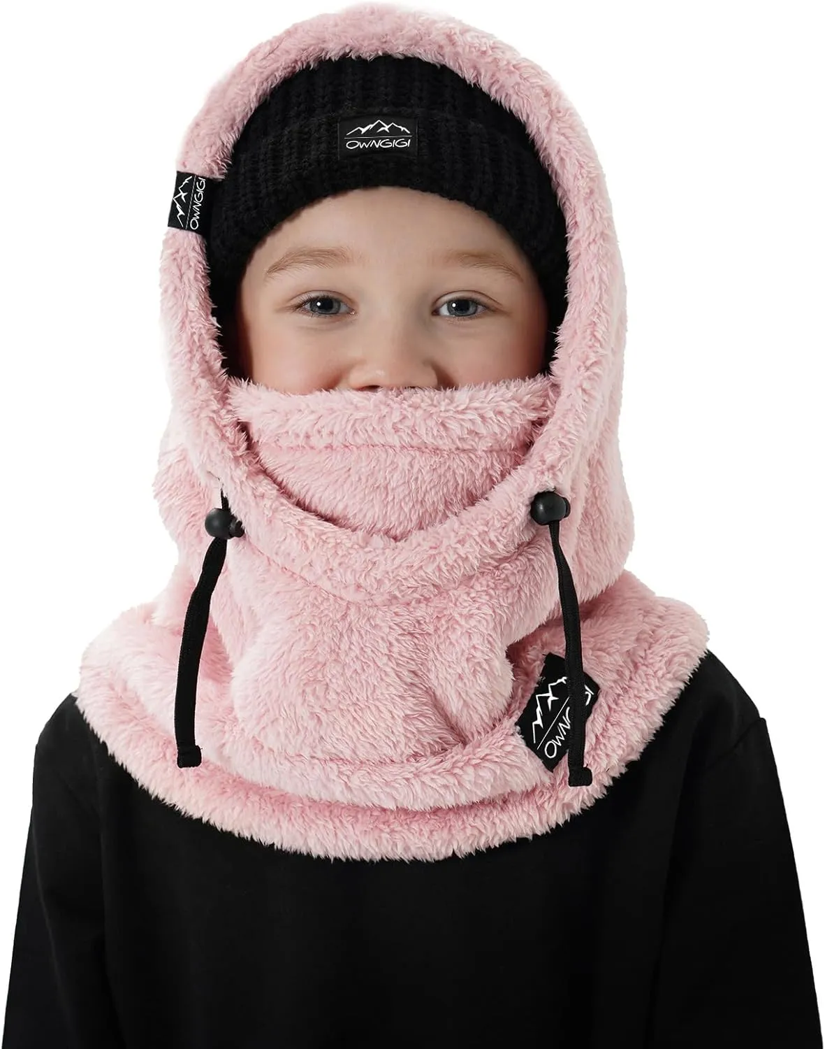 OWNGIGI Balaclava Ski Mask for Kids, Winter Windproof Face Mask for Cold Weather, Fleece Hooded Scarf Head Cover Neck Warmer
