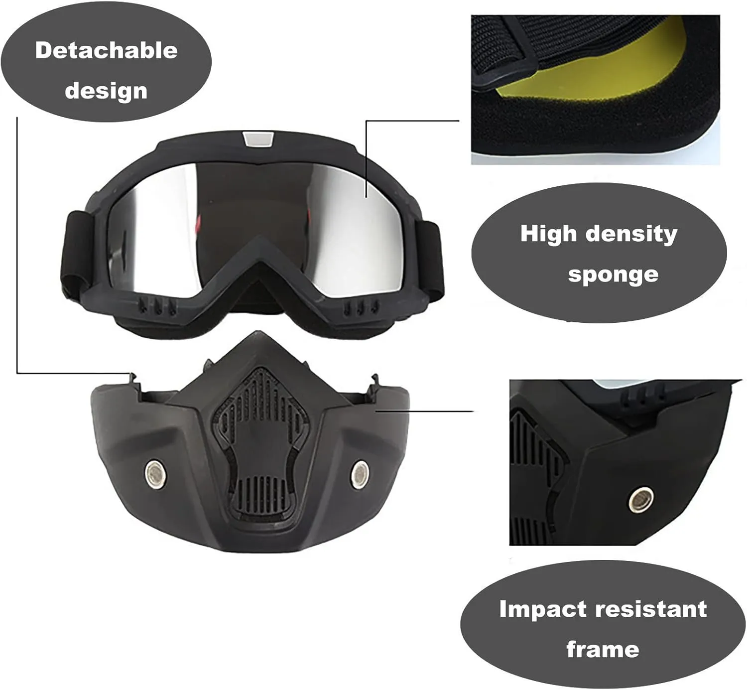 Paintball Mask Anti-Fog | Airsoft Helmet and Full Face Tactical Mask | Ballistic Goggles for Men | For Skiing, Paintball, Shooting, Cycling, Fishing