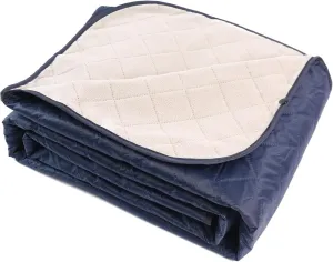 Popular Fleece Camping Blanket Outdoor Waterproof Lightweight Picnic Camping Double-Layer Moisture-Proof pad Compression Portable Indoor (Navy Blue (Bundle Bag))