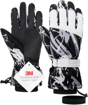 Pro Ski Gloves, 3M Thinsulate Insulated Double-Layer Waterproof, Touchscreen Snow Gloves for Skiing, Winter Cycling
