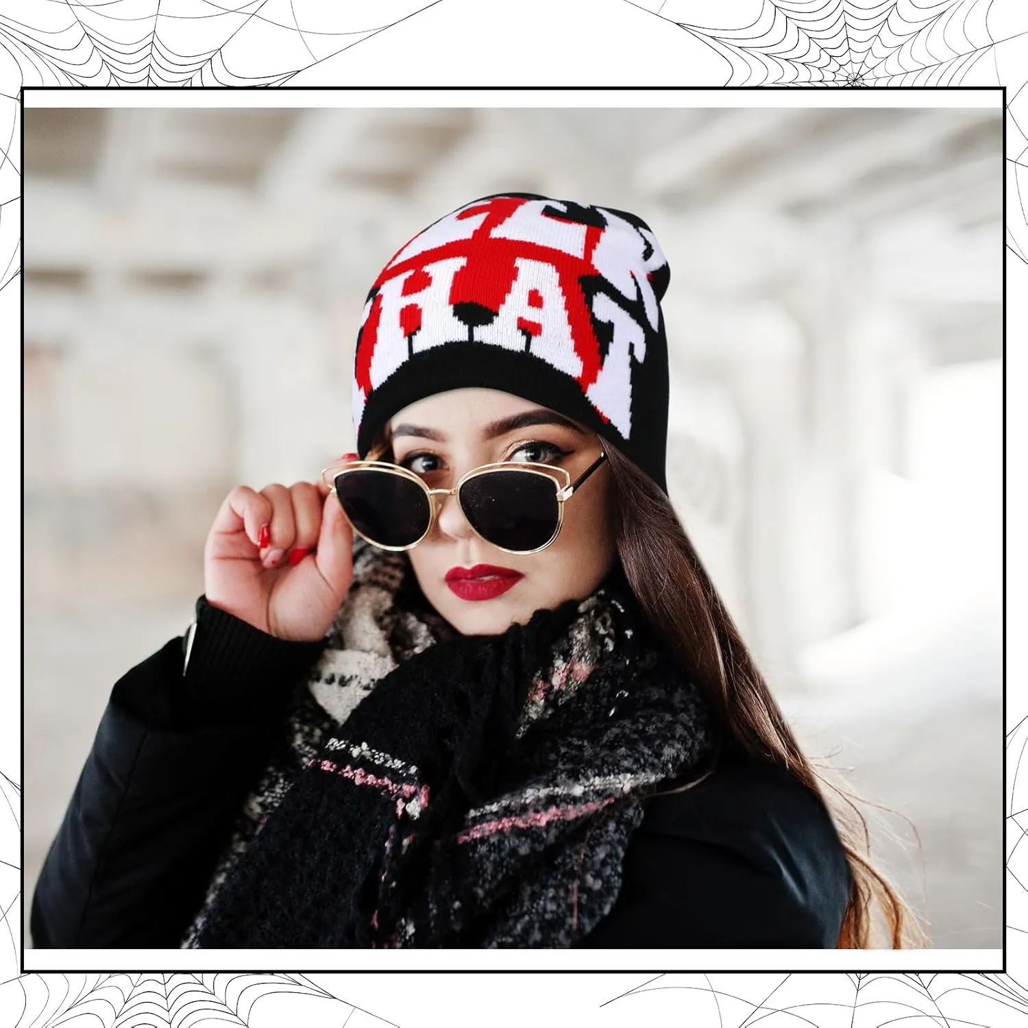 Ramede 4 Pcs Y2k Beanie Pack - Double Sided Graphic Beanies for Men and Women, Acrylic Knitted Y2k Hats Accessories