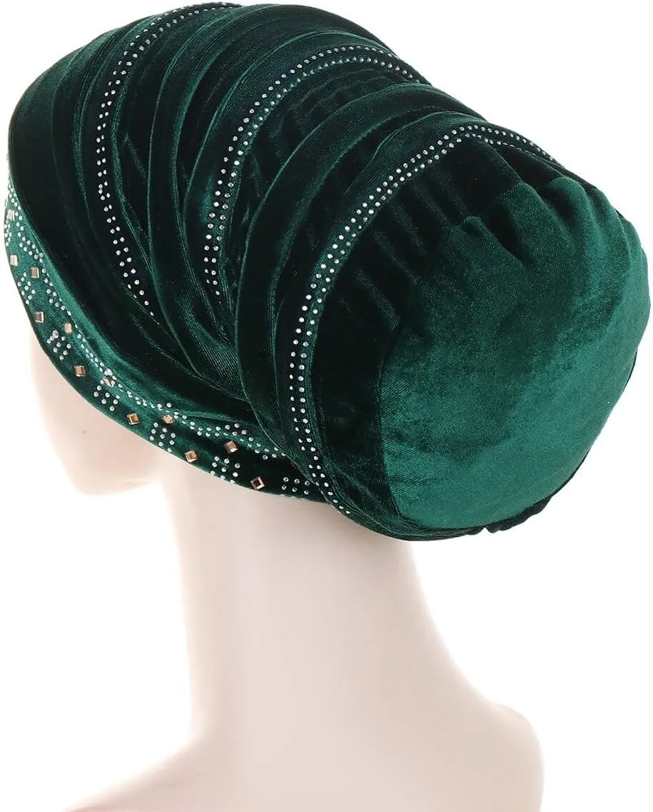 Rhinestone Hijab Turban Hats for Women Beanies Bandana Headwrap Cap Beanies Headwear Headscarf Undercap Turban Hat