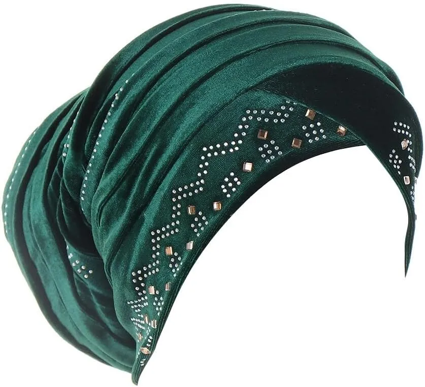 Rhinestone Hijab Turban Hats for Women Beanies Bandana Headwrap Cap Beanies Headwear Headscarf Undercap Turban Hat