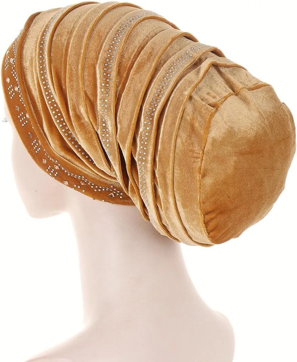 Rhinestone Hijab Turban Hats for Women Beanies Bandana Headwrap Cap Beanies Headwear Headscarf Undercap Turban Hat