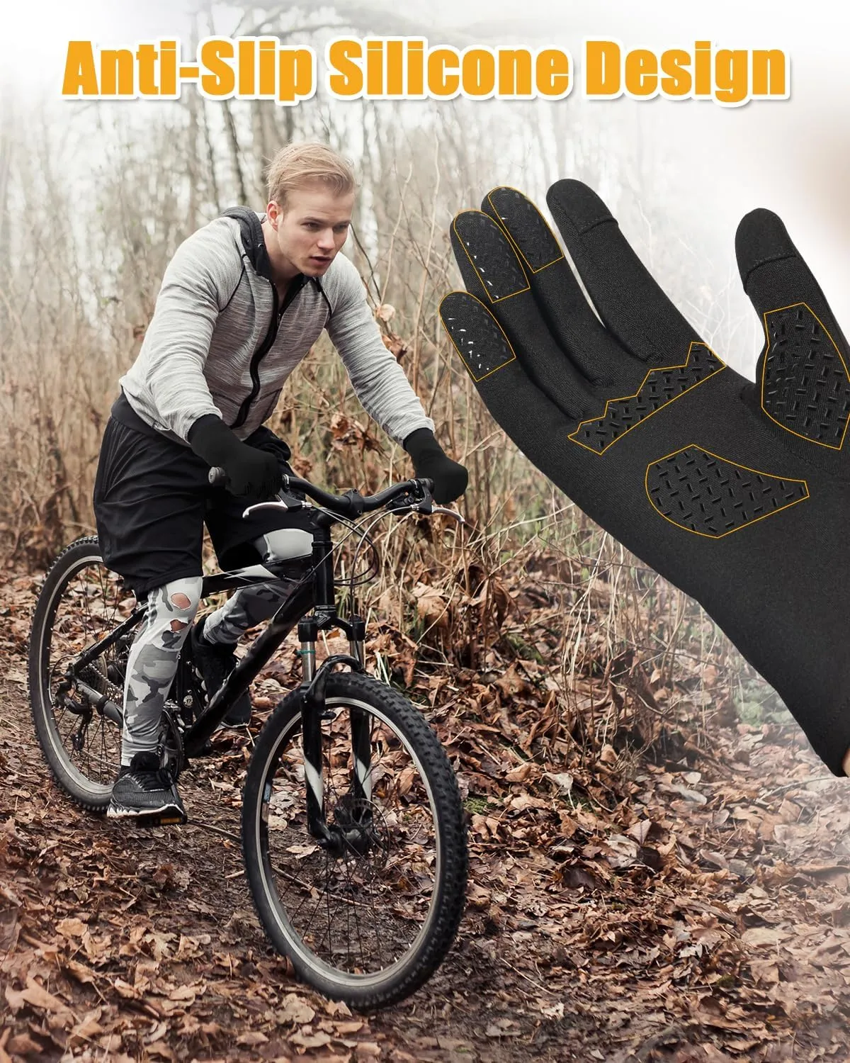 RIGWARL Cycling Gloves Lightweight Running Gloves, Touch Screen Driving Glove with Anti-Slip Strips, Riding Hiking Gloves Ski Glove Liners