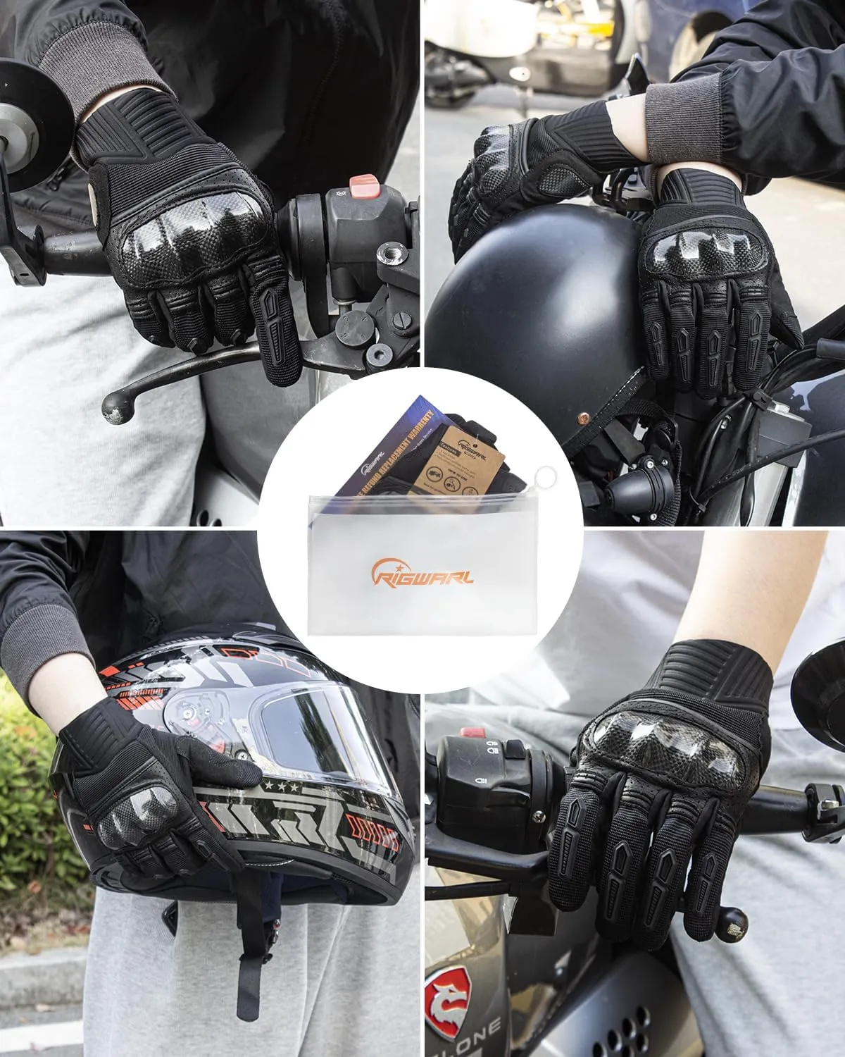RIGWARL Motorcycle Gloves for Men Women Touchscreen, Lightweight Dirt Bike Glove Non-Slip, Skeleton Motorcycle Riding Glove