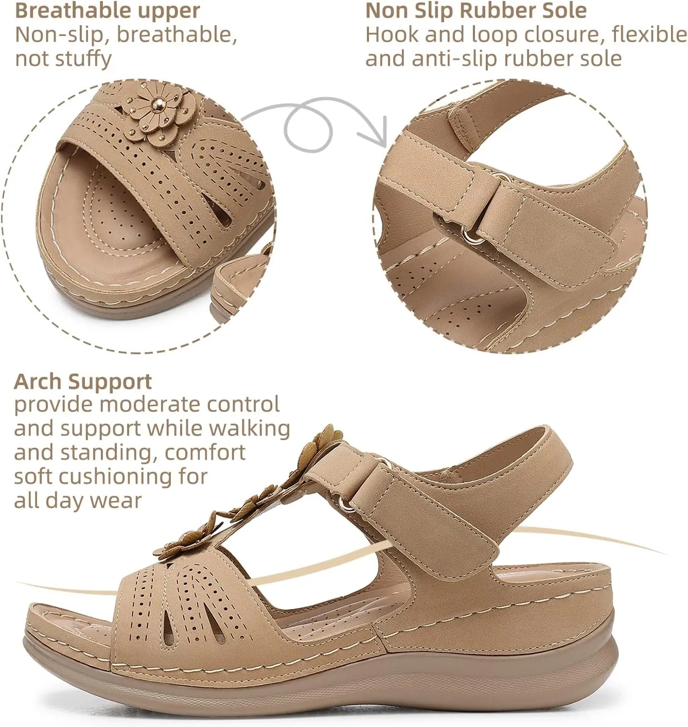 SHIBEVER Wedge Sandals for Women Dressy: Women Comfortable Summer Platform Casual Dress Sandal