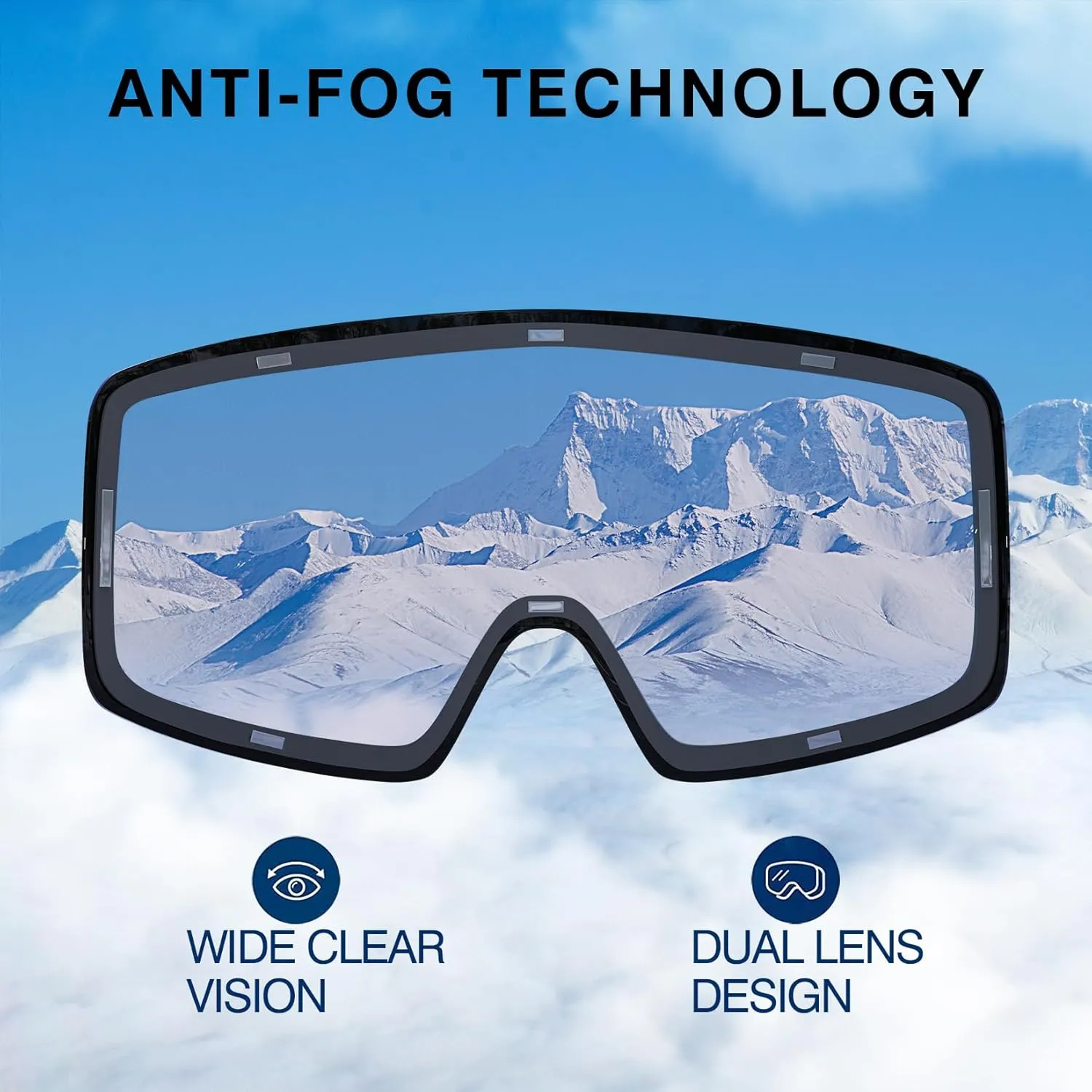Ski Goggles Anti Fog UV Protection Dual Detachable Lens Frameless Snowboard Goggles for Men Women Youth