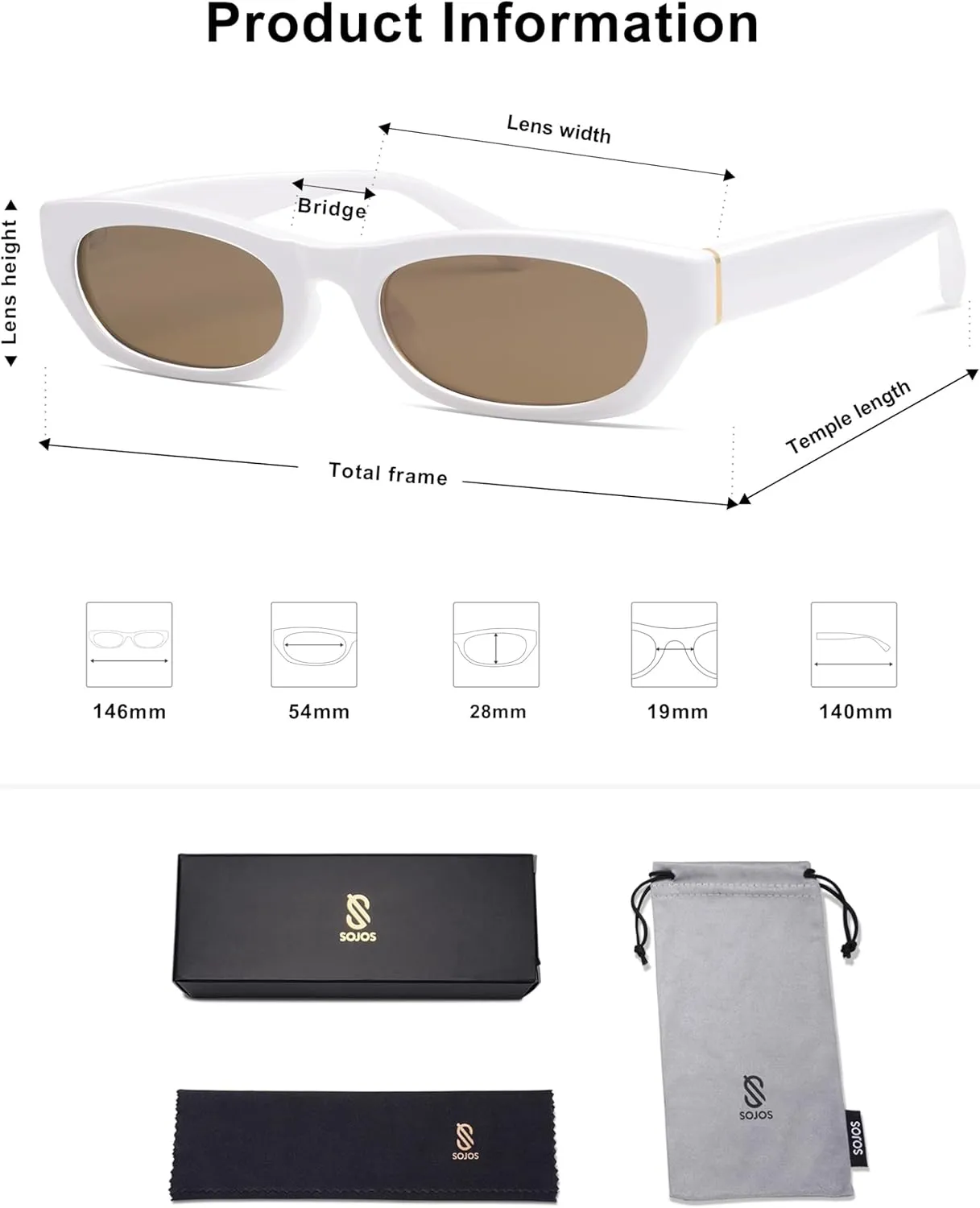 SOJOS Retro Rectangle Polarized Sunglasses for Women Men Vintage Trendy Narrow Y2k Sunnies SJ2363