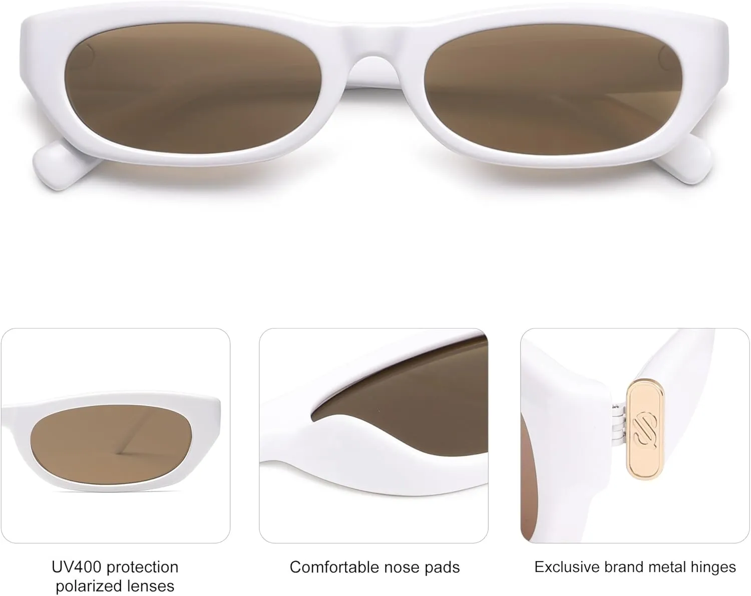 SOJOS Retro Rectangle Polarized Sunglasses for Women Men Vintage Trendy Narrow Y2k Sunnies SJ2363