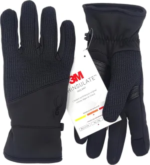 Spyder Core Conduct Gloves Touchscreen Compatible, Leather Palm Patch, 360 Degree Stretch, Sweater Knit Bonded