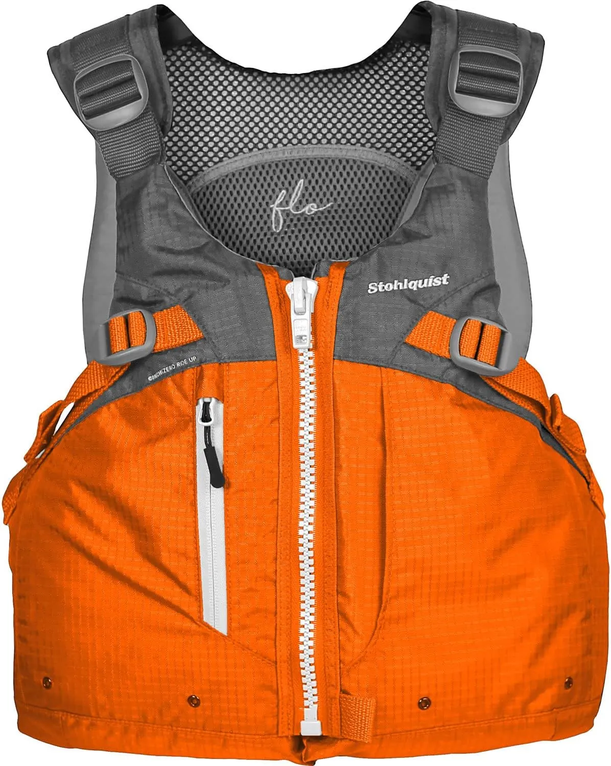 Stohlquist FLO Women's Life Jacket PFD- US Coast Guard Approved, 8-Points of Adjustment, Ripstop Outer Shell, High Back, Built for Women Life Vest - XL, Orange