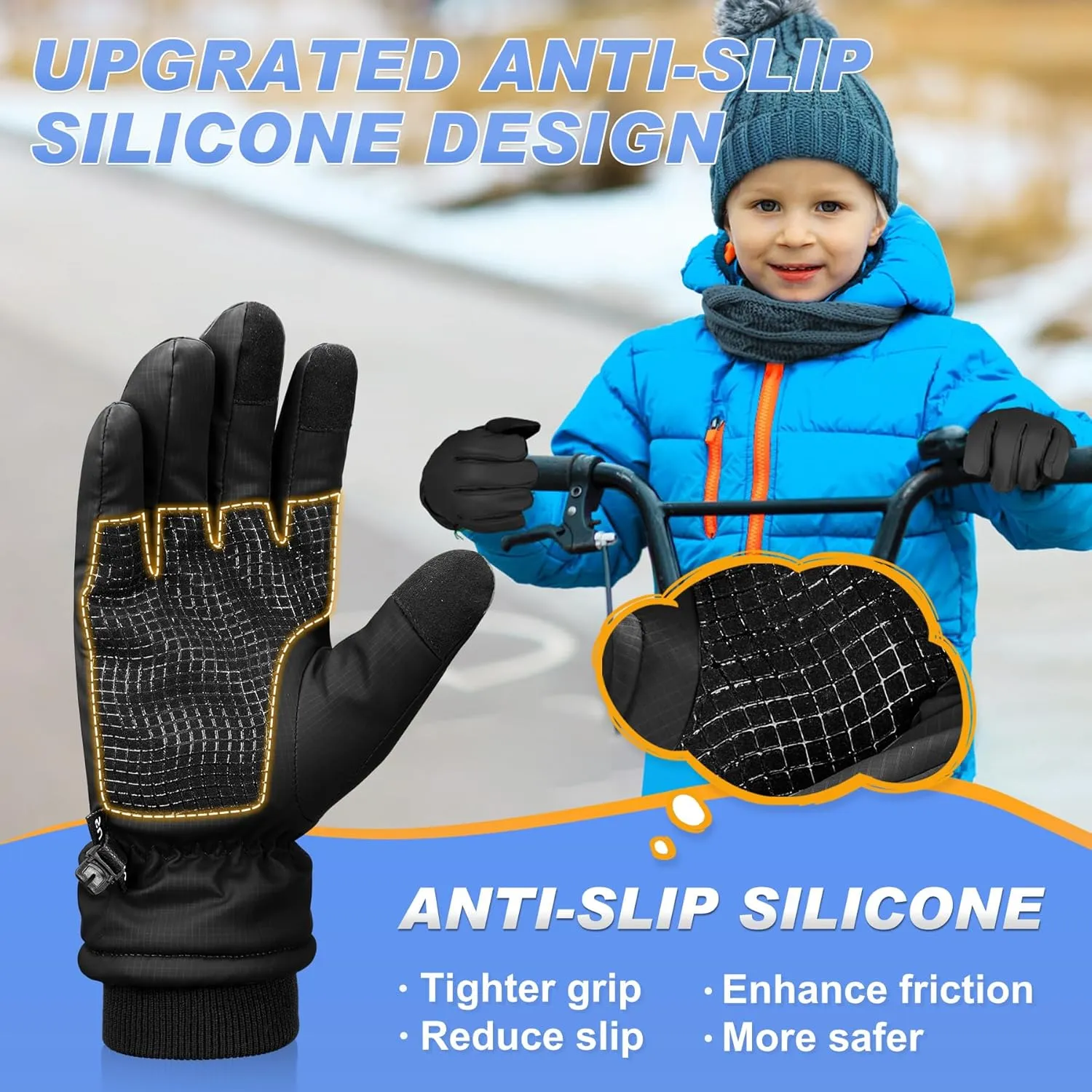 Sukeen Kids -5 Winter Gloves for Boys Girls Windproof Ski Gloves Anti-Slip Cold Weather Glove with Thick Plush for Outdoor