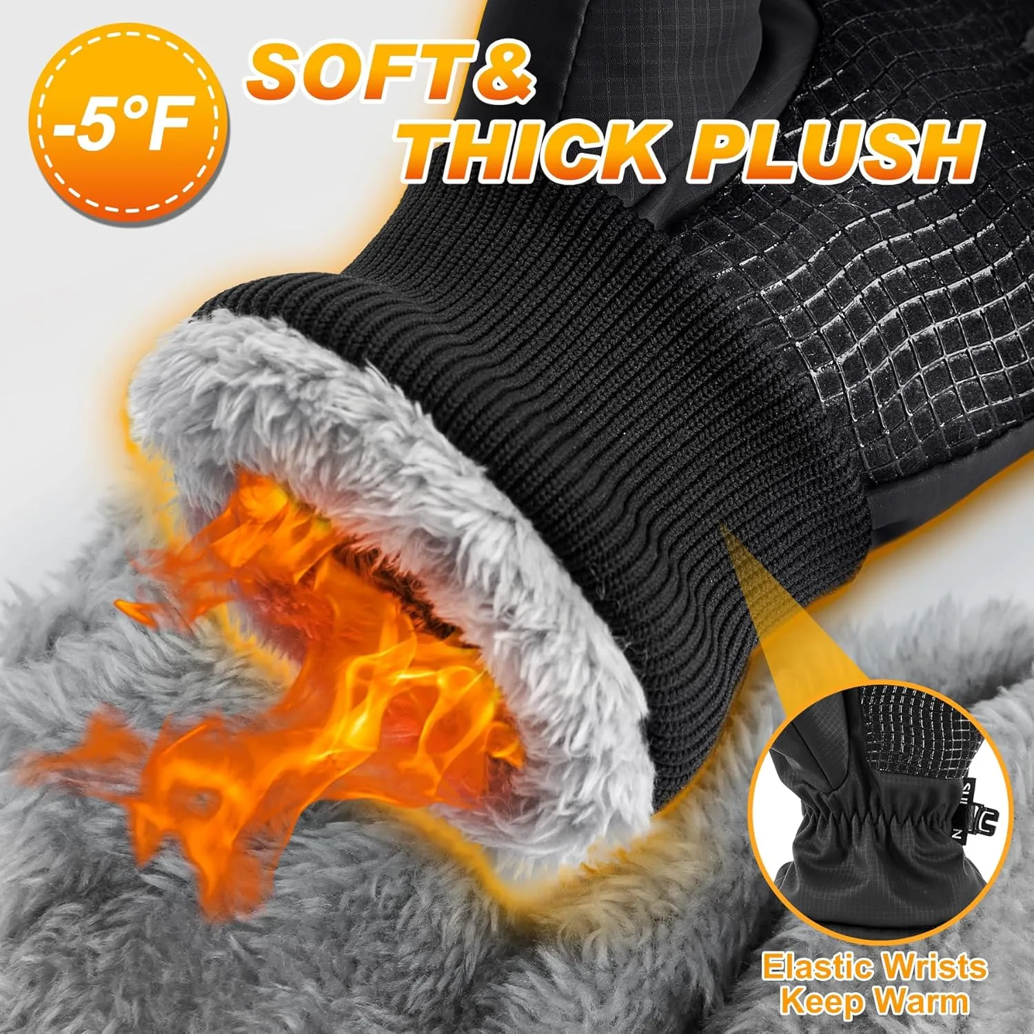 Sukeen Kids -5 Winter Gloves for Boys Girls Windproof Ski Gloves Anti-Slip Cold Weather Glove with Thick Plush for Outdoor