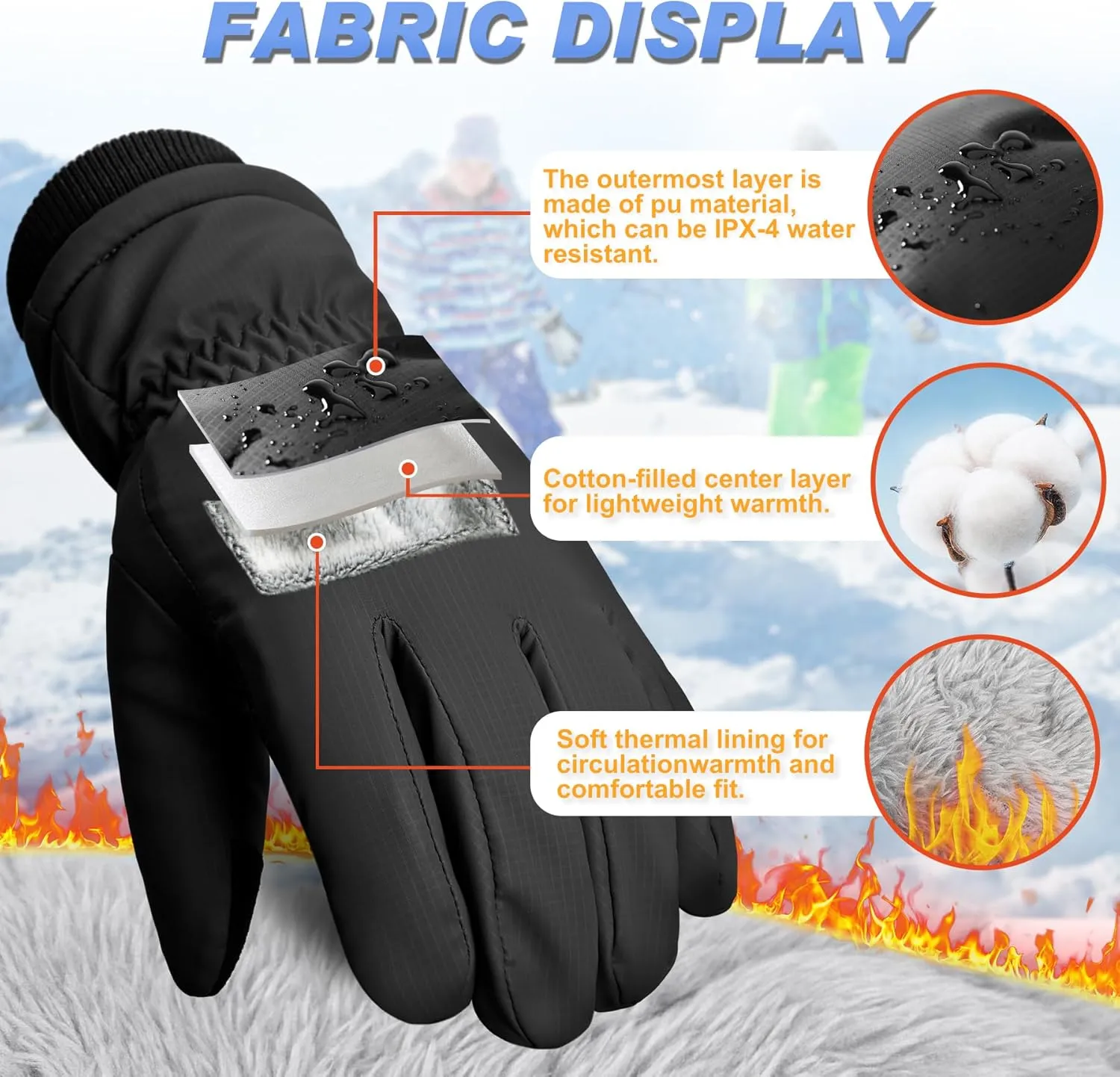 Sukeen Kids -5 Winter Gloves for Boys Girls Windproof Ski Gloves Anti-Slip Cold Weather Glove with Thick Plush for Outdoor