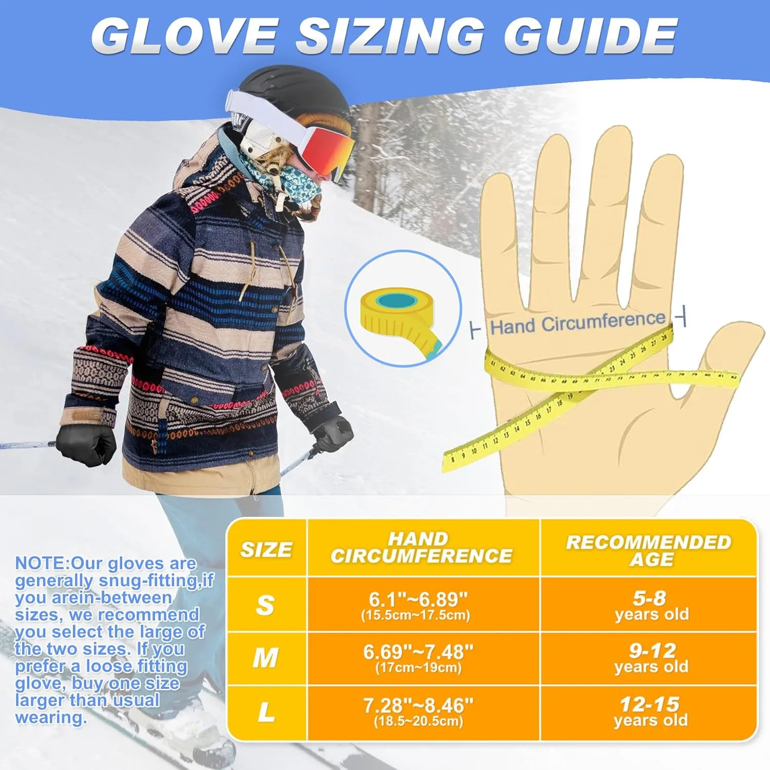 Sukeen Kids -5 Winter Gloves for Boys Girls Windproof Ski Gloves Anti-Slip Cold Weather Glove with Thick Plush for Outdoor