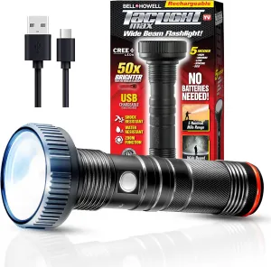 Taclight Max LED Rechargeable Flashlight - High Lumen, Ultra Bright, Flash Light - 7000 Kelvin Cree Tactical Flash Light  Compact Flashlights for Camping, Hunting, Home, Survival, Emergencies