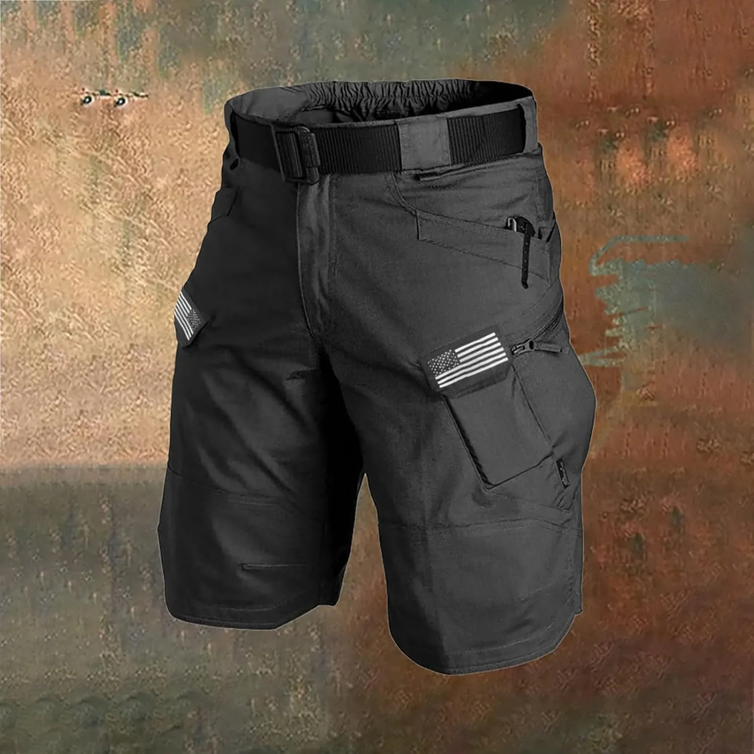 Tactical Cargo Shorts for Men Stretch Waist Waterproof Relaxed Fit Work Shorts Lightweight Hiking Short with Pockets